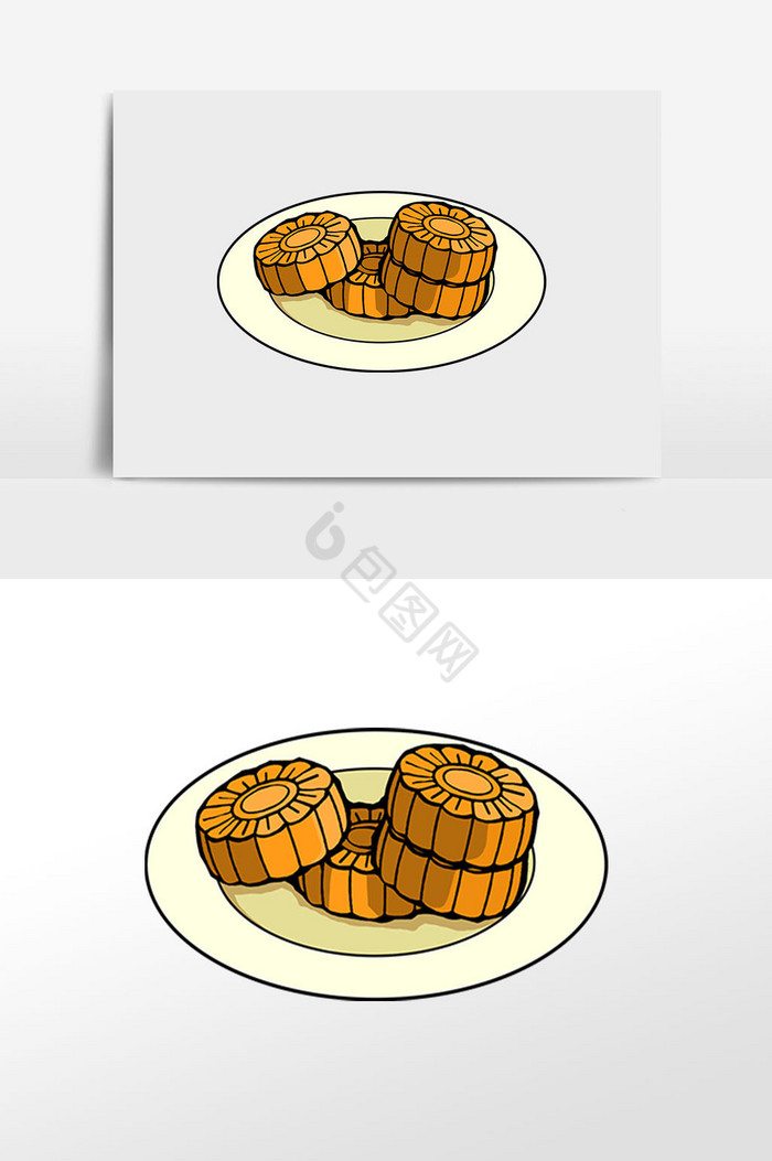 中秋节一盘月饼插画图片