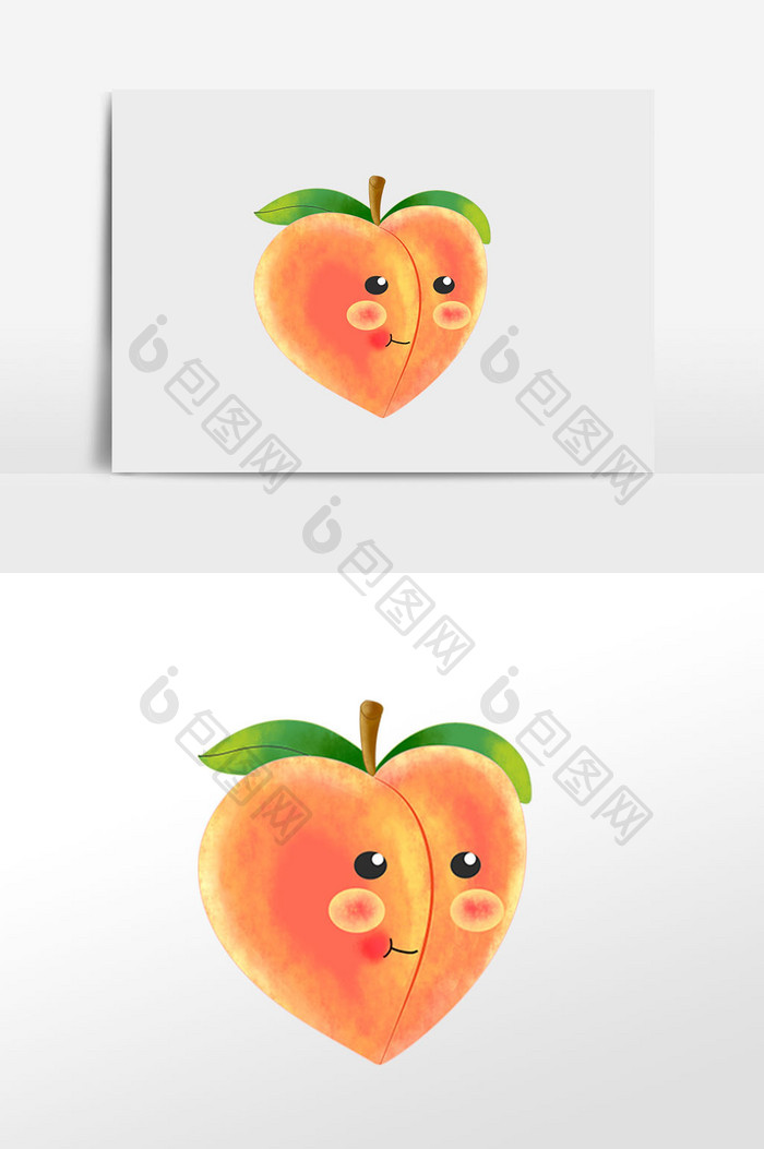 手绘水果桃子插画元素