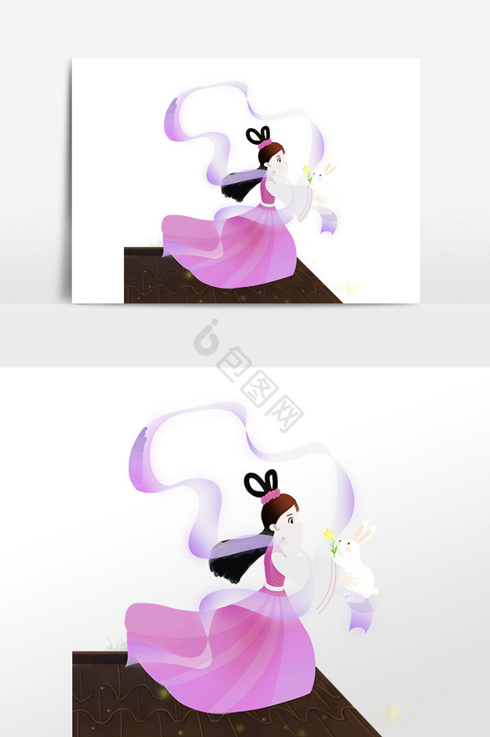 中秋节嫦娥兔子插画图片