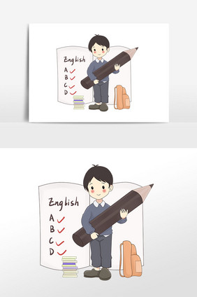 开学季人物答题目插画