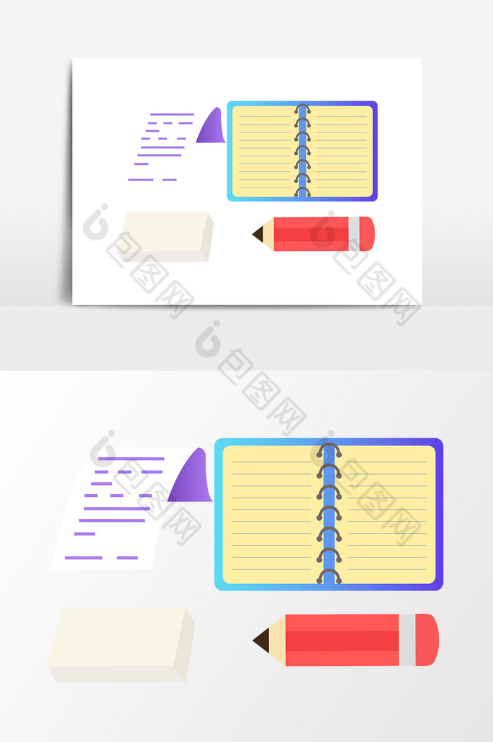 手绘卡通开学季学习用品矢量素材