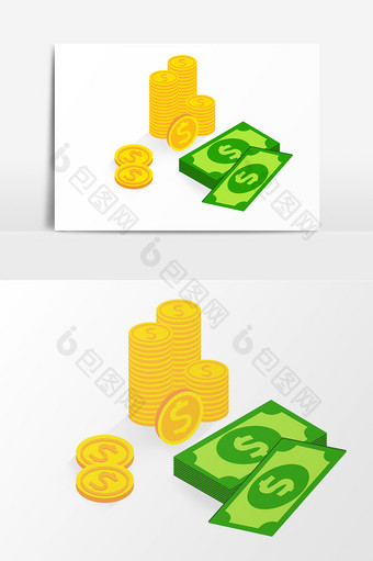 卡通黄色金币货币元素图片