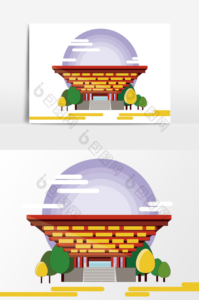 手绘扁平化商业建筑高楼大厦写字楼插画素材