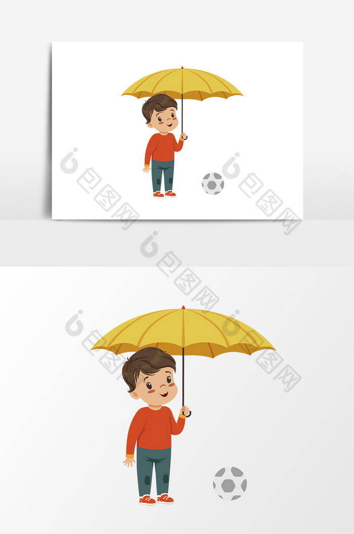 男孩打伞小清新图片