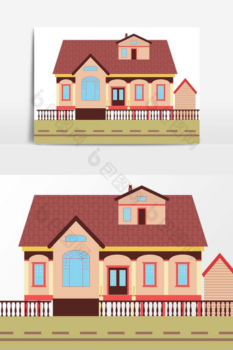 红色房屋房子城市建筑楼房矢量素材图片
