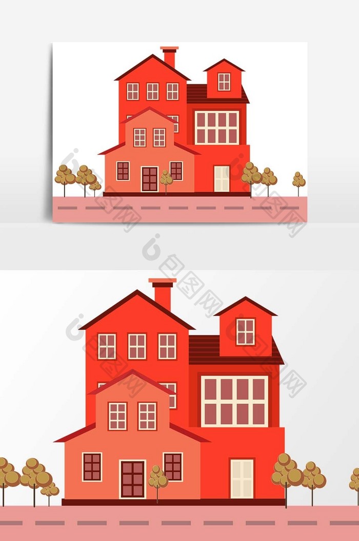 手绘房屋建筑设计矢量素材