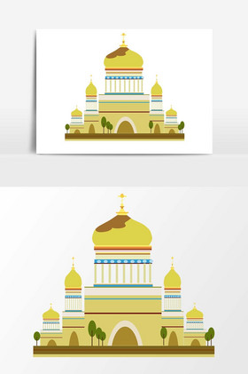 古堡城楼建筑插画图片