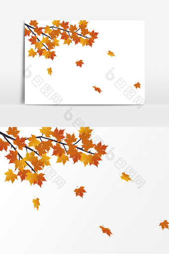 简洁立秋红色枫叶元素图片