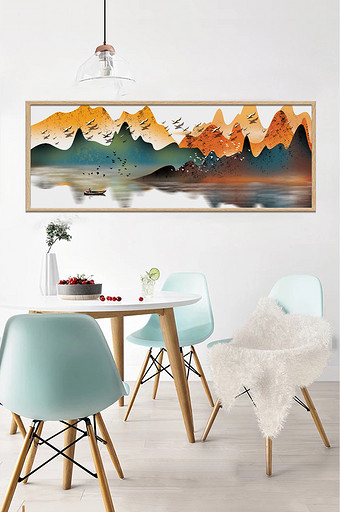 文艺中国风山水风景餐厅客厅装饰画图片