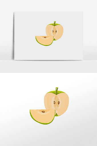 新鲜切开的苹果插画素材图片
