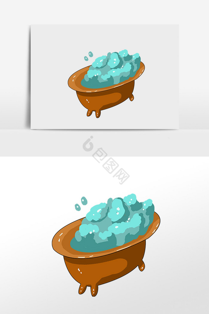 浴缸泡沫插画图片