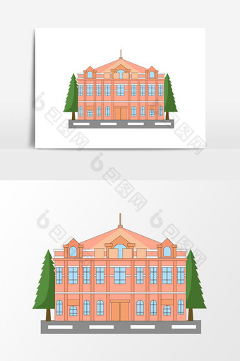 肉粉色建筑树木元素图片