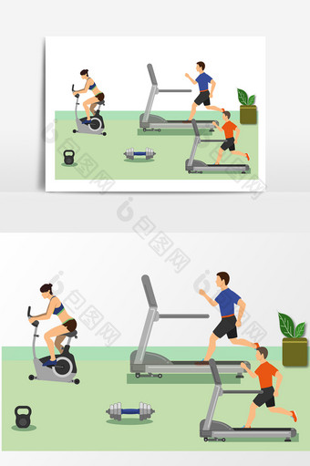 健身房人物健身元素图片