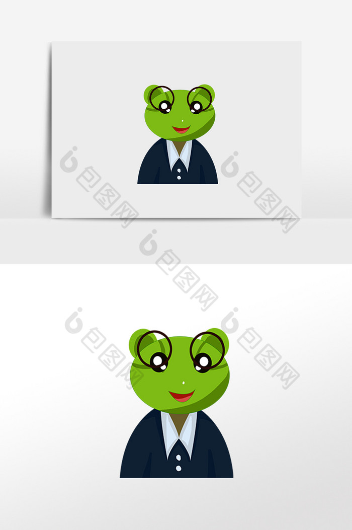 动画戴眼镜的青蛙先生插画图片图片