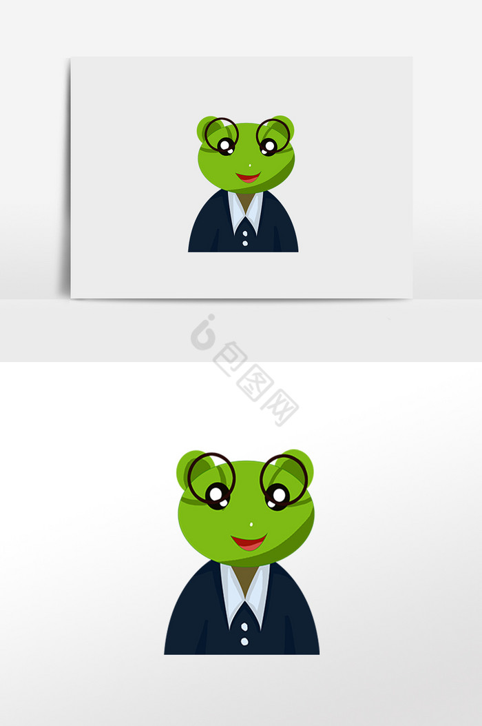 动画戴眼镜的青蛙先生插画图片