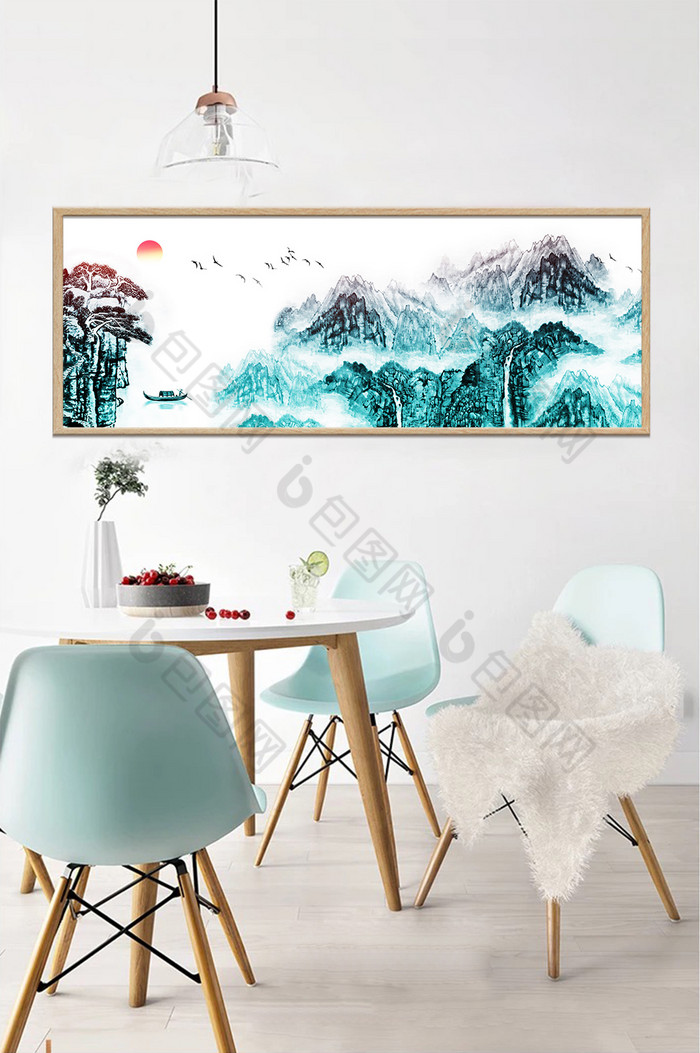 新中式唯美意境山水风景画装饰画