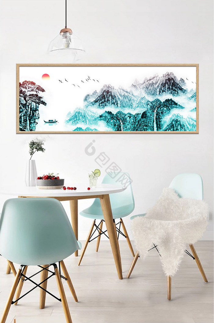 新中式唯美意境山水风景画装饰画图片