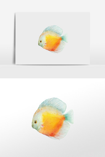 水彩手绘元素七彩鱼铁饼鱼图片