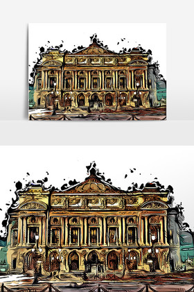 效果巴黎歌剧院插画