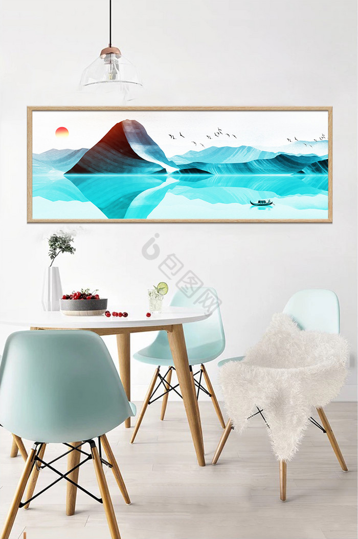 新中式抽象山水风景画装饰画图片