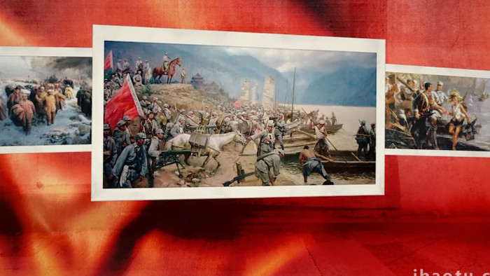 红色历史图片展示AE模板