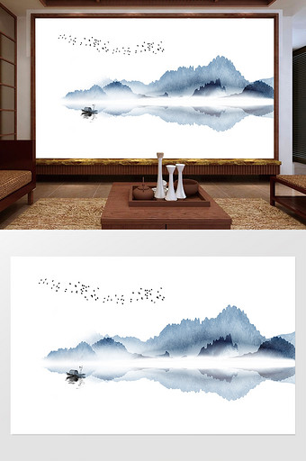 新中式抽象现代艺术简约背景墙图片
