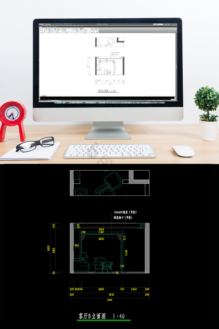 家装客厅CAD立面图图片