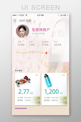 女士健身app记录数据统计app界面