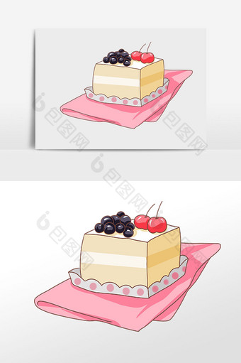 手绘烘焙水果蛋糕插画元素图片