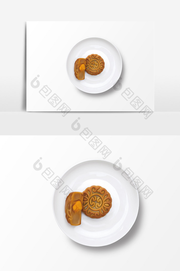 盘子里的中秋月饼PSD图片图片