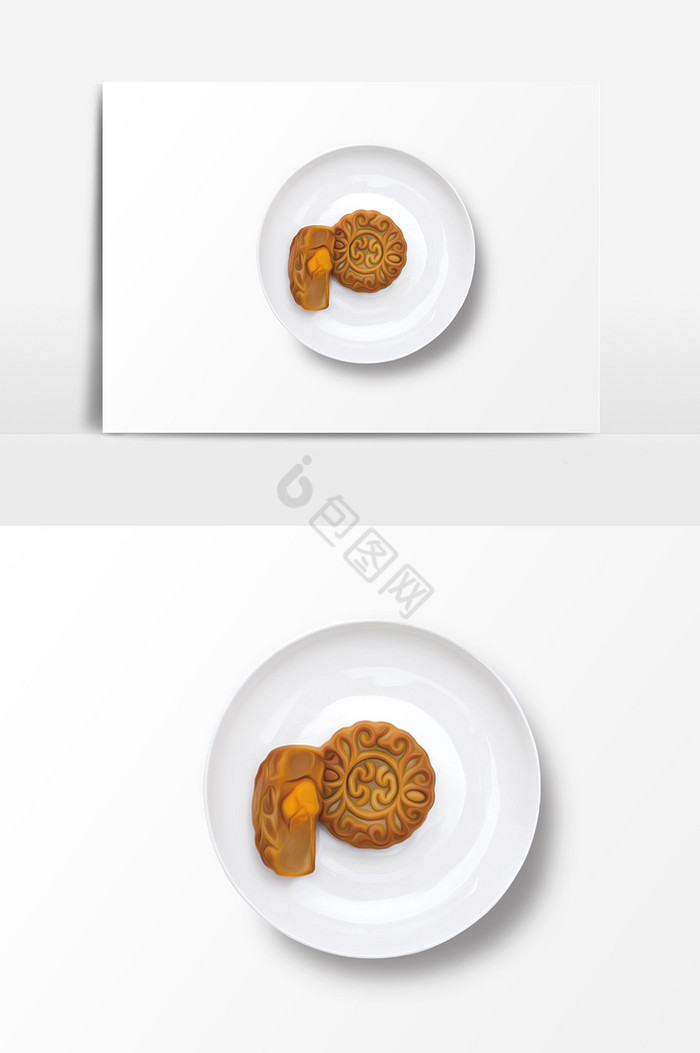 盘子里的中秋月饼PSD图片