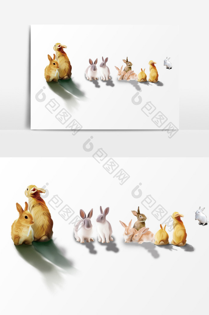 卡通可爱的兔子元素PSD