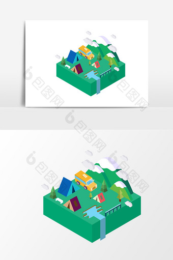 2.5D元素野炊游玩设计图片