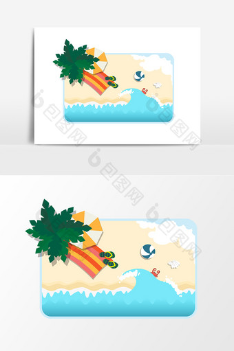 2.5D元素沙滩游玩设计图片