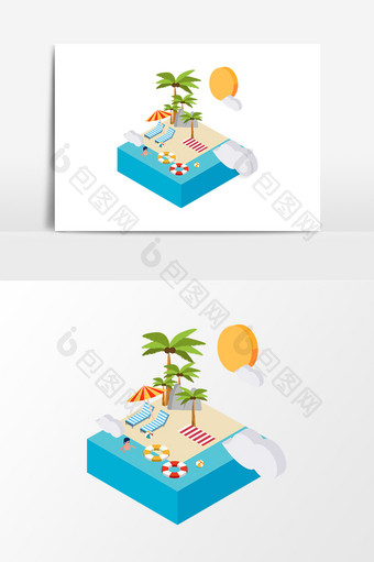 2.5D元素海滩度假设计图片