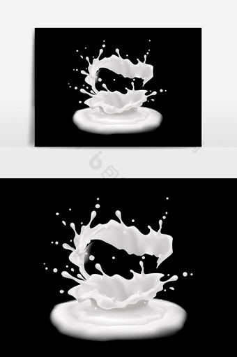 喷洒牛奶设计元素图片