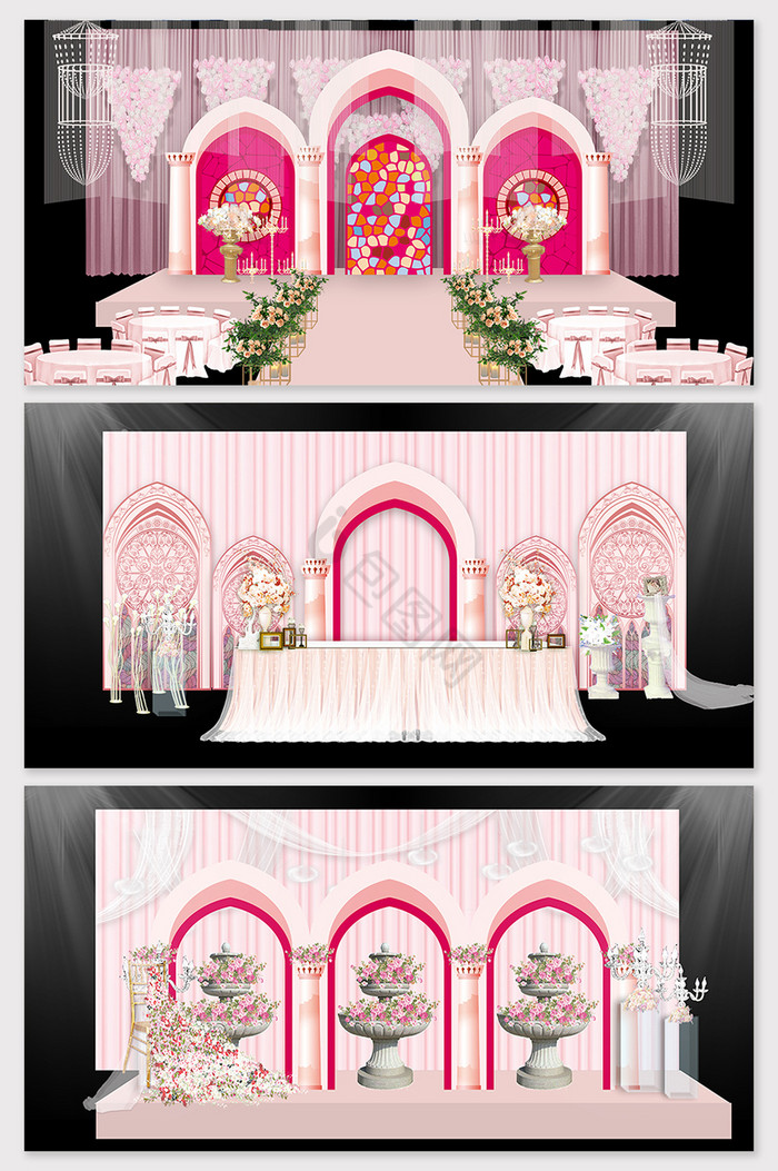 现代简约欧式婚礼舞台效果图图片