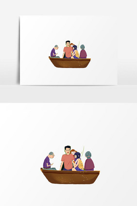 人物插画帆船