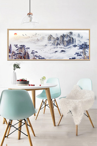 新中式意境山水水墨风景画装饰画图片