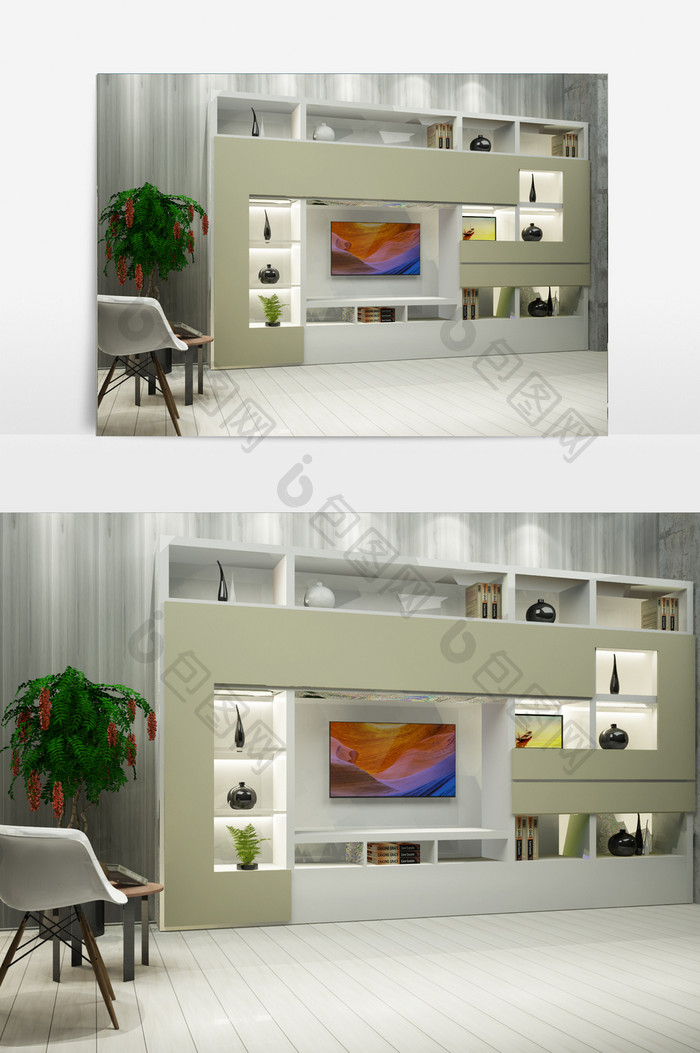 客厅个性装饰电视柜模型