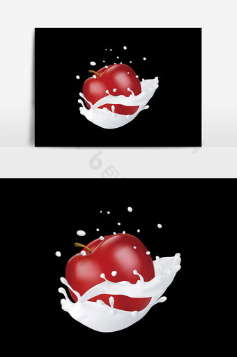 苹果牛奶设计元素图片