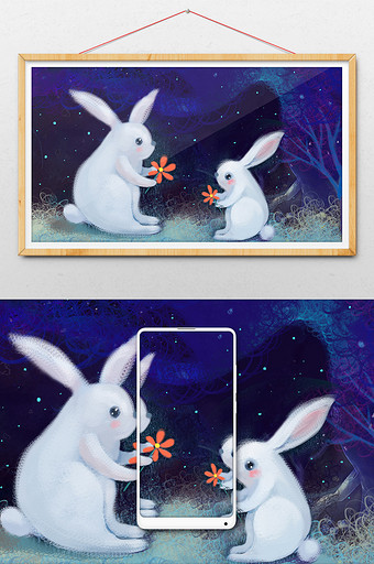 儿童童话故事兔子温情线圈画图片