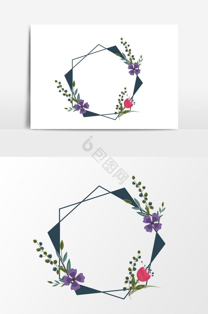 几何形状植物花卉装饰图片