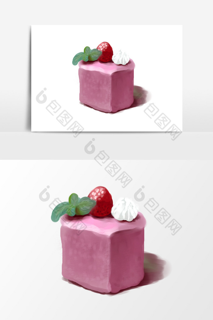 淡紫色法式草莓甜点