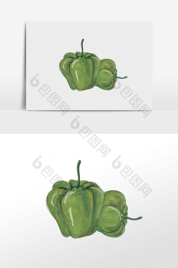 水彩手绘食物蔬菜辣椒插画元素