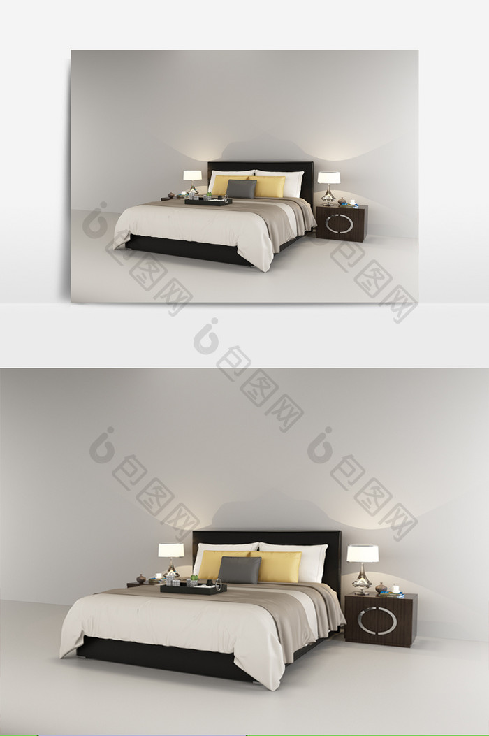 北欧风格简约卧室双人床