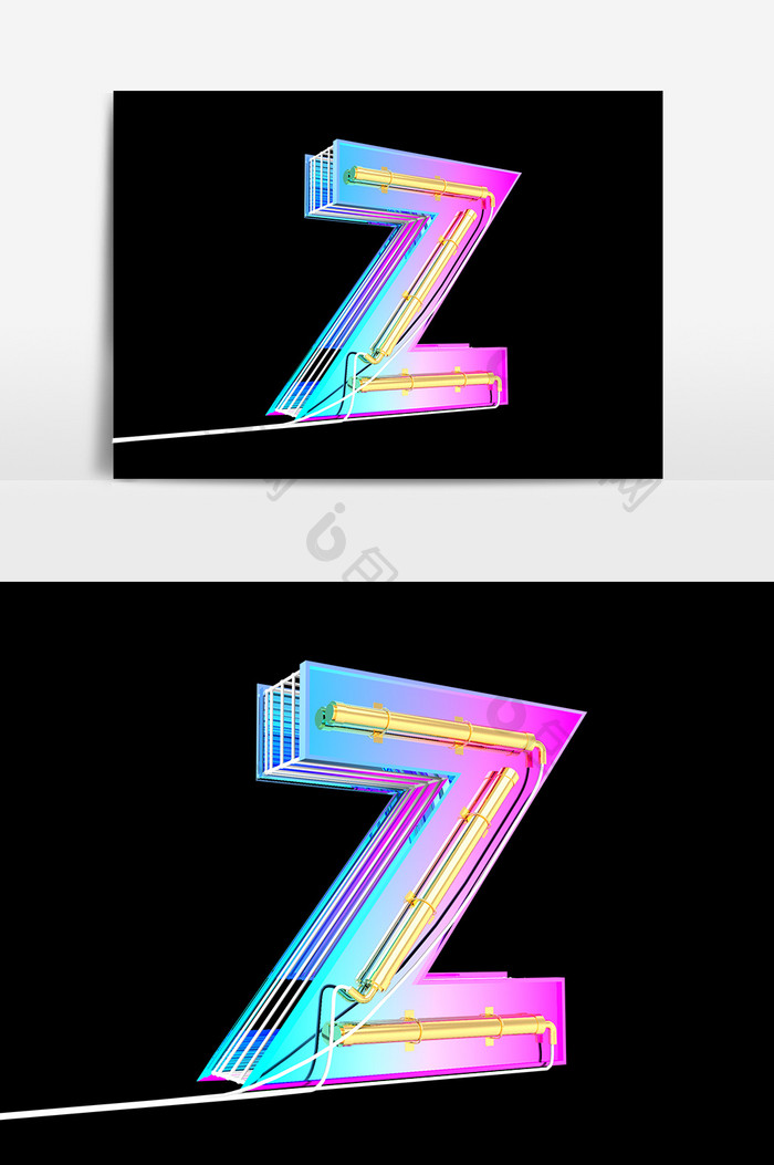 字母Z金属艺术字元素素材海报电商