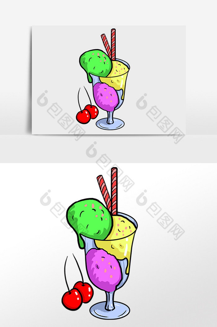 插画元素冰淇淋杯图片