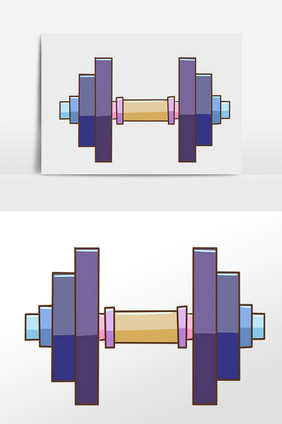 手绘健身杠铃插画元素