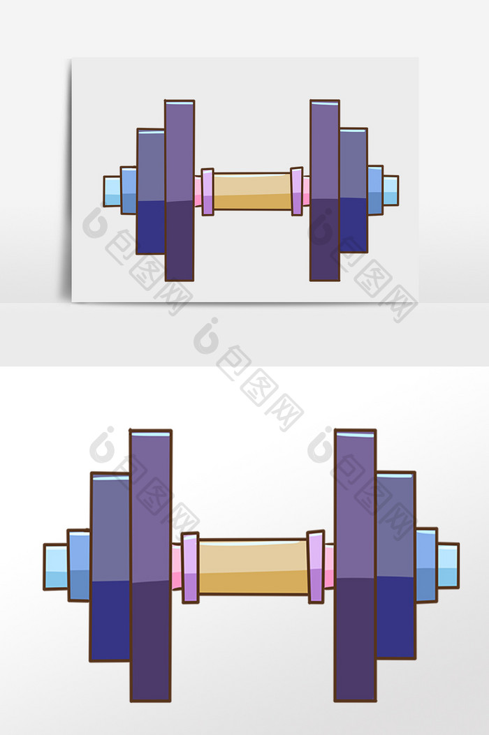 手绘健身杠铃插画元素
